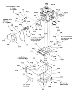 Engine Group Diagram and Parts List for 1696082 2011 Briggs and Stratton Snow Blower